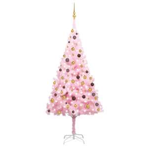 Rózsaszín PVC műkarácsonyfa LED fényekkel és gömbszettel 240 cm 92129637 