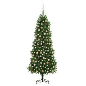 Zöld fél műkarácsonyfa LED-ekkel és gömbszettel 240 cm 92151444 