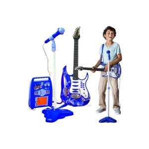 Elektrická gitara pre deti, so stojanom, mikrofónom a zosilňovačom, modrá 92162542 Hudobné nástroje