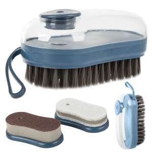 Cleaning brush with dispenser, 3 different heads, blue color - Cleaning