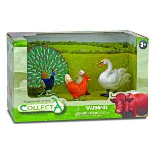 Collecta Élet a vidéken 4 figurás készlet, tartalmaz egy pávát, hattyút, kakast és tehenet - Collecta
