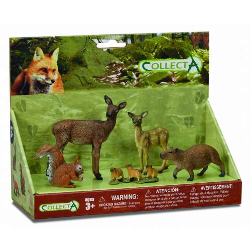Collecta Forest World 5-piece animal figure set, featuring a fox, deer, squirrel, and capybara