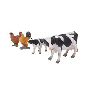 Collecta Farm Animal Playset, 4 Pack, Cow, Calf, Rooster, Hen, Realisztikus Játékfigurák - Collecta
