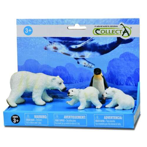 CollectA 4-piece polar bear and penguin figurine set, a realistic and educational toy for children ages 3 and up