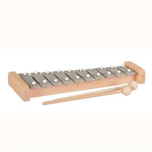 Egmont Toys 10-key xylophone, a musical instrument for kids with wooden frame and metal bars, comes with two mallets - Toy Instrument