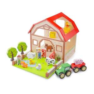 Farm playset with barn, animals, and tractor, wooden toy for kids - Figure