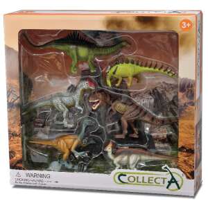 Collecta 6 piece dinosaur figure set, hand painted, includes Tyrannosaurus Rex, Triceratops, Stegosaurus, Velociraptor, and more - Figure