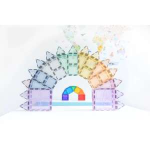 Magblox 66 piece magnetic building set for kids ages 3 and up, featuring pastel and translucent colors, STEAM learning, and recycled plastic - Magnetic building game