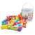 100 piece wooden building blocks set, colorful blocks with different shapes and patterns, great for creative play and building