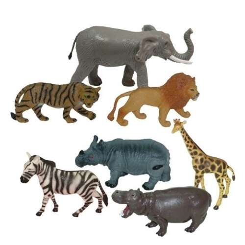 Miniland Wild Animals 7 Piece Set - Elephant, Tiger, Lion, Giraffe, Zebra, Rhino, Hippo