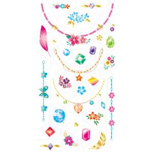 Avenir Tattoo Sticker Jewelry, 55 pieces, temporary tattoos for kids, jewelry designs, gold and silver accents - Tattoo