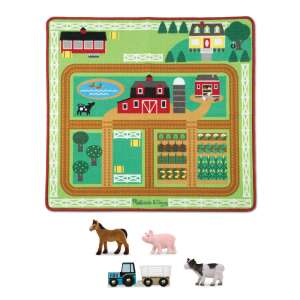 Игрална подложка Melissa & Doug Farm с 5 части, включително трактор, ремарке, крава, прасе и кон - Melissa & Doug