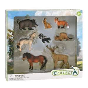 Collecta 8 Hand-Painted Forest Animal Figurines Set, includes wild boar, rabbit, fox, wolf, skunk, beaver, deer, and pony - Figure