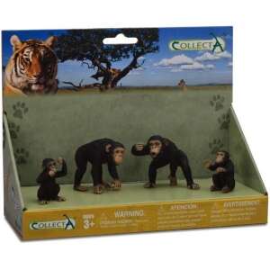Collecta chimpanzee family figurines, set of 4, realistic animal figures for kids - Collecta