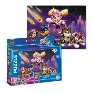 Paw Patrol Mighty Pups 24 piece puzzle featuring Skye, Chase, Marshall, and Rubble in their superhero costumes - Dodo Puzzle