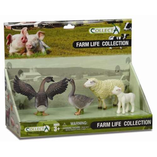 Collecta Farm Life Collection 4-piece set of farm animals, including a goose, a sheep, and a lamb