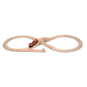 Wooden train track set with bridge, figure 8 design, compatible with other wooden train sets - Melissa & Doug
