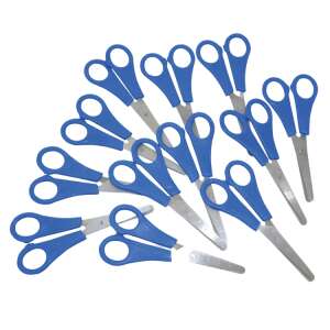 Set of 12 blue safety scissors for kids, ideal for school and crafts - Playbox