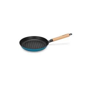 Fissman grill pan, cast iron with wooden handle, blue, 24x3.5 cm - Fissman