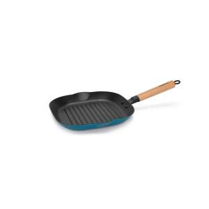 Fissman grill pan, cast iron with wooden handle, blue, 28x28x3 cm - Fissman