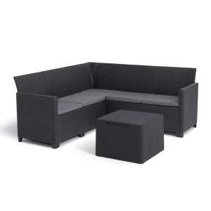 Zestaw narożny do ogrodu Claire na 5 osób ze stołem do przechowywania w kolorze grafitowym - Zestaw ogrodowy