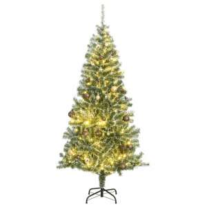 Műkarácsonyfa 130 LED-del, gömbszettel és hópehellyel 210 cm 92247753 