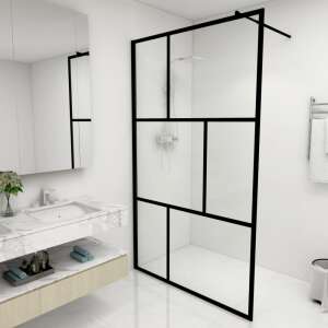 Fekete zuhanyfal edzett üveggel 115 x 195 cm 92255754 