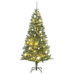 Műkarácsonyfa 130 LED-del, gömbszettel és hópehellyel 210 cm 92265486 