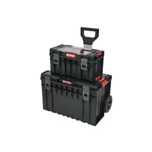 QBRICK SYSTEM ONE Vario Görgős szerszámosláda SYSTEM PRO 500 Expert-tel, egymásra rakva - Qbrick System