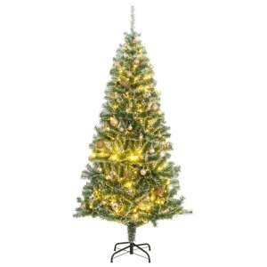Műkarácsonyfa 130 LED-del, gömbszettel és hópehellyel 210 cm 92274248 