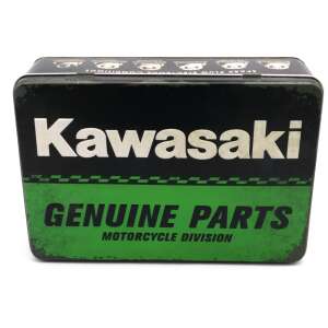 Nostalgic Art Kawasaki fémdoboz, zöld fekete Kawasaki logóval és szöveggel, elülső oldal - Nostalgic-Art