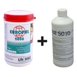 Europal 2000 penészmentesítő csomag háztartásoknak, tartalmazza az Europal 2000 Extra erős gombaölő és penészgátló falfestéket 1 kg -víz bázisú + Sanosil S010 Ag felületfertőtlenítőt 1l - Felületkezelő szer