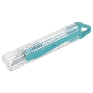 Wolfcraft 4135000 chowany nóż użytkowy z przyciskiem bezpieczeństwa, niebieski - Wolfcraft