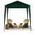 Zielony pawilon, 1,9m x 1,9m, wodoodporny i odporny na promieniowanie UV, łatwy w montażu, z krzesłami