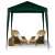 Zielony pawilon, 1,9m x 1,9m, wodoodporny i odporny na promieniowanie UV, łatwy w montażu, z krzesłami
