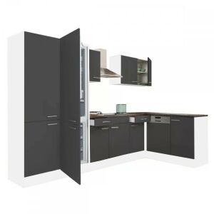 Yorki 340cm Eckküchenset in Weiß und Anthrazit - Leziter