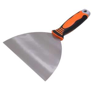 Stainless steel putty knife with rubberized handle, 6 inch wide - Spatula
