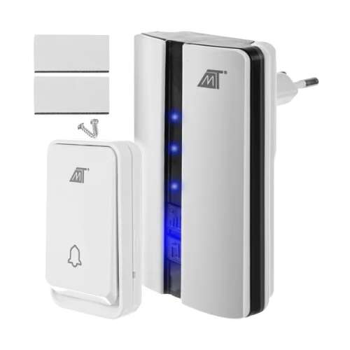 Безжична звънец Malatec с бутон и приемник, бял