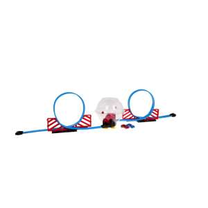 28 piece track racing set with two toy cars, includes a clear ball for stunts - Motorway & Parking Garage