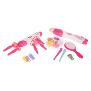 Girl's Creator hair braiding tool and hair bead applicator, pink and white, on white background - Ramiz