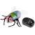 Remote control fly toy with red eyes, green and blue body, and transparent wings
