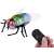 Remote control fly toy with red eyes, green and blue body, and transparent wings