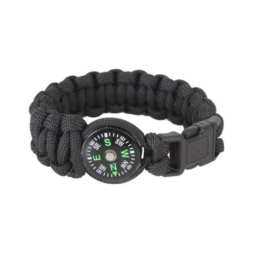 Schwarzes Paracord 5-in-1-Überlebensarmband mit Kompass