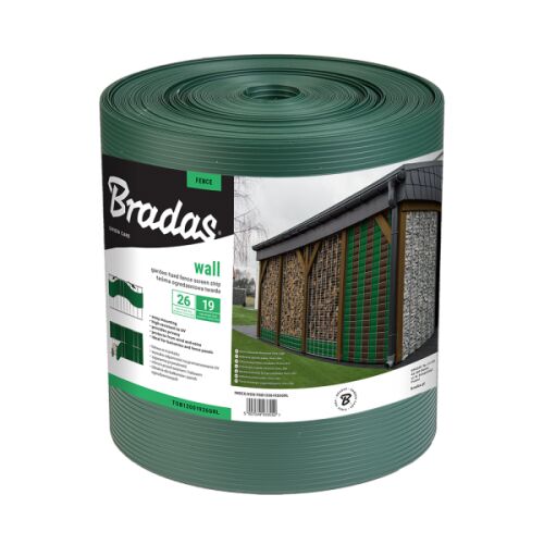 Bradas green fence privacy screen roll, 19cm x 26m.