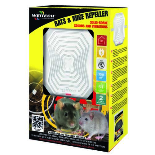 Weitech Vibrating rat and mouse repellent - attic 150m2, 4pcs/pack