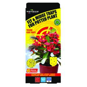 Capcane pentru muște și țânțari pentru plante în ghivece Weitech, 2 pachete, capcane adezive galbene, atrag și prind afide, țânțari, muște de fructe, musculițe albe, 6 luni de captare, fără pesticide - Weitech