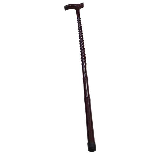 IdeallStore® Old School wooden walking stick, brown, 87 cm, angled view