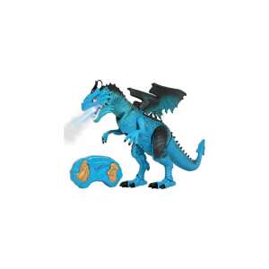 Blue remote control dragon toy with light up eyes and mouth, fire breathing, walking, moving head and tail - Nonbrand Interactive Kids' Toy