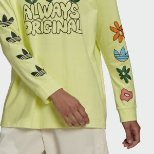 Adidas Always Original long sleeve blouse for women, yellow with floral graphics - Adidas Women's Sweater