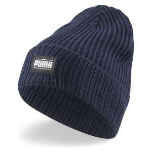 Puma ribbed beanie hat, classic cuff, unisex, navy blue - Men's Hat